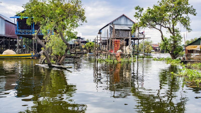 TONLE SAP LAKE. Local people Stock photo and royalty 