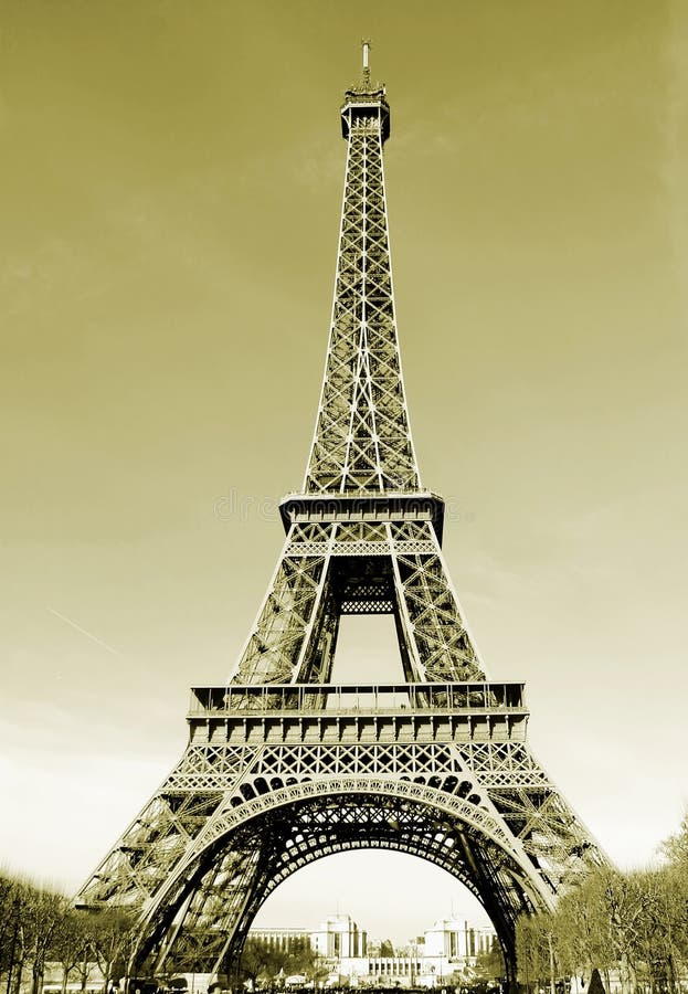 Sepia toned photo of the Eiffel Tower in Paris, France during the winter. Sepia toned photo of the Eiffel Tower in Paris, France during the winter.