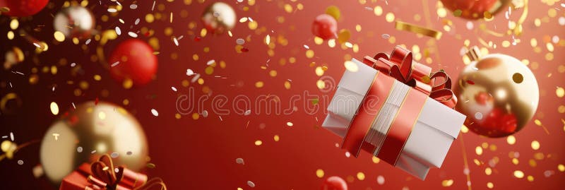 Tonuri luminoase de aur și particule strălucitoare care se rotesc într-un lichid roșu aprins cu o atingere festivă elegantă vector illustration