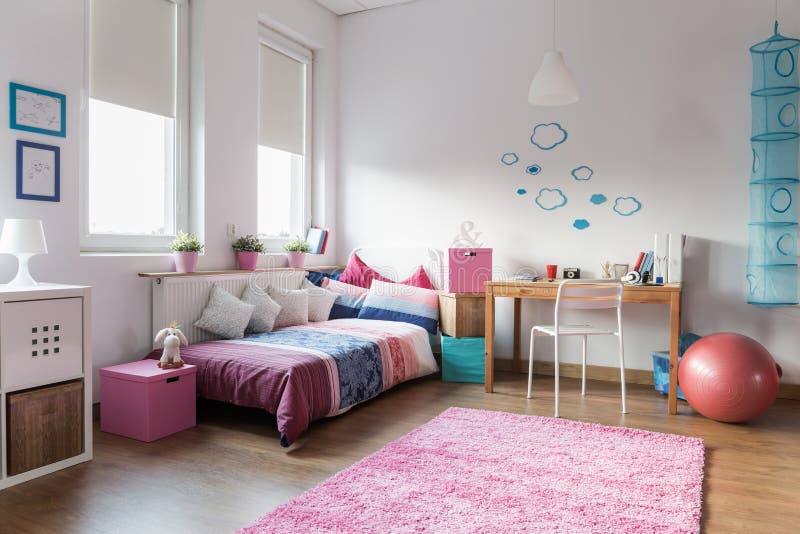 Teen girl bedroom and space for study. Teen girl bedroom and space for study