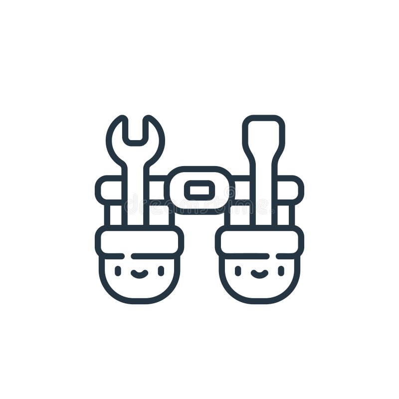 Tool Belt Vector Icon Isolated on White Background. Outline, Thin Line