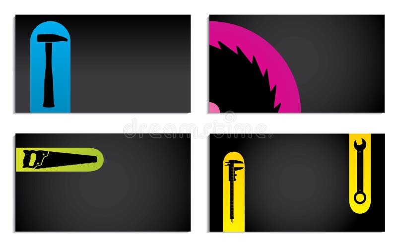 Tool Business Card Set of Four Stock Vector Illustration of equipment, artistic 32311198