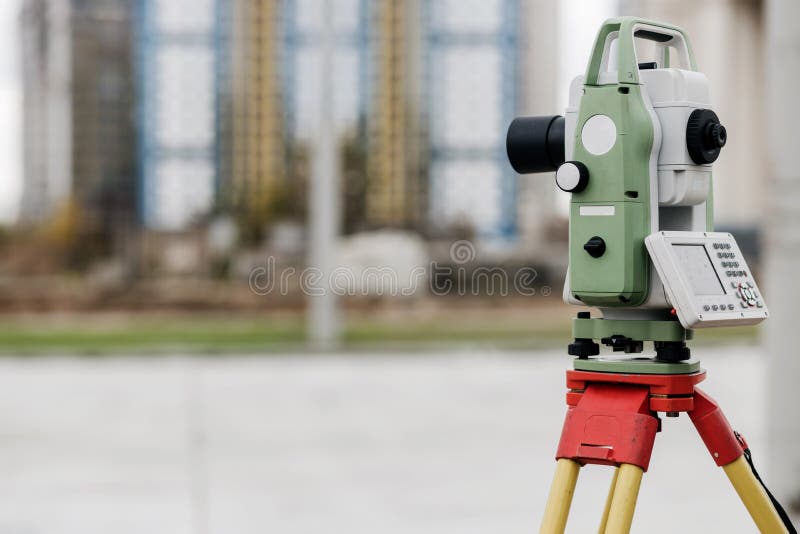 Tool for carrying out geodetic work stock photography