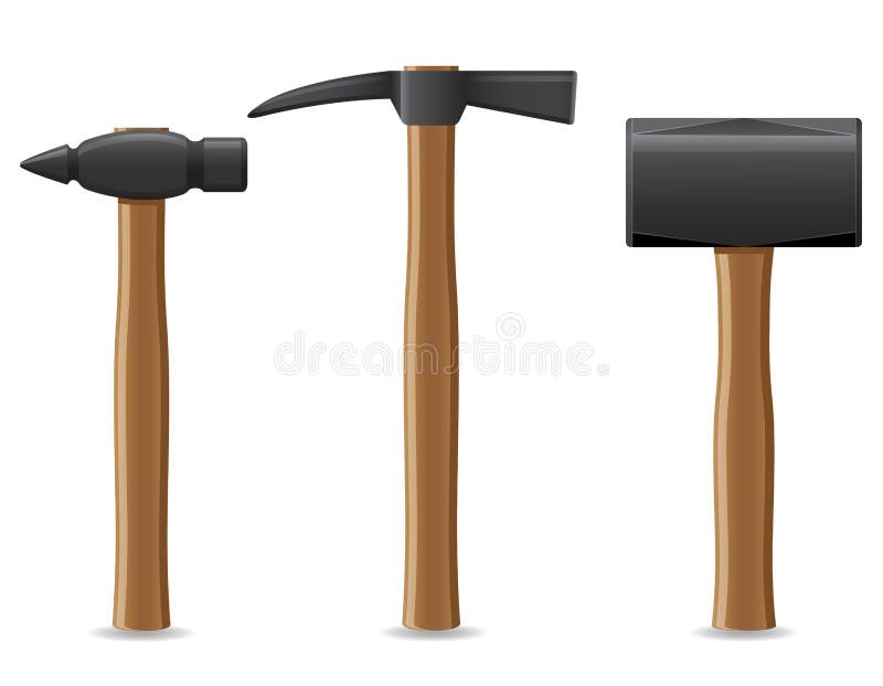 Tool Hammer with Wooden Handle Vector Illustration Stock Vector
