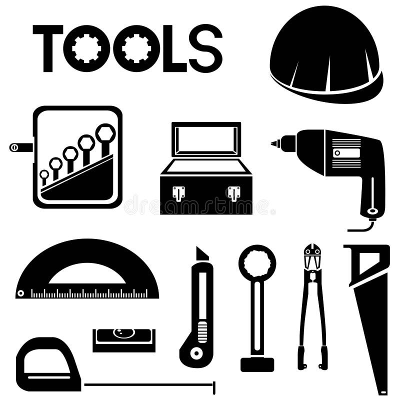 Tools big set stock vector. Illustration of line, isolated 12205137