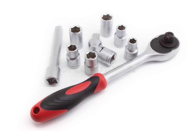 Tool set for car on white background royalty free stock photos