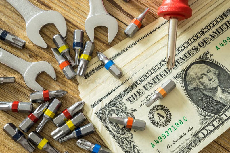 Tool set and money stock photo. Image of spanner, maintenance 90739828