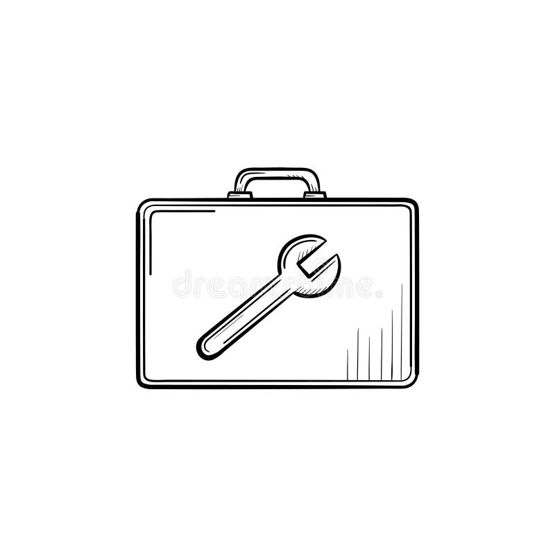 Toolbox Hand Drawn Sketch Icon. Stock Vector Illustration of isolated