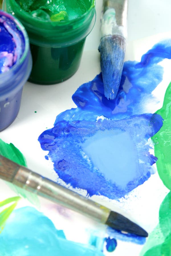 Tools of the artist: paints, brushes royalty free stock photography