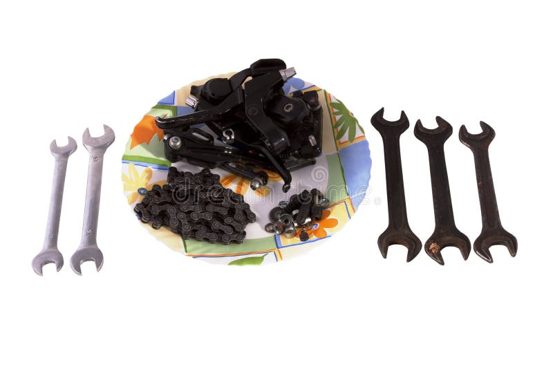 Tools and bicycle parts stock photo. Image of tools, closeup 18165838