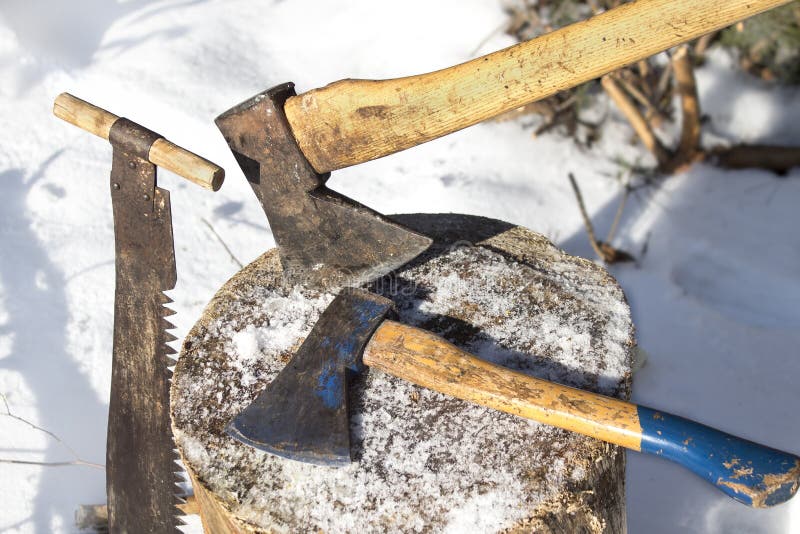 Tools for chopping trees, stock photo. Image of trees 86616996