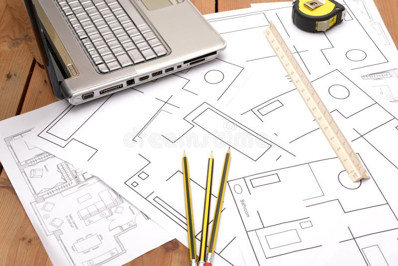 Tools for Construction Drawings Stock Image Image of calculator