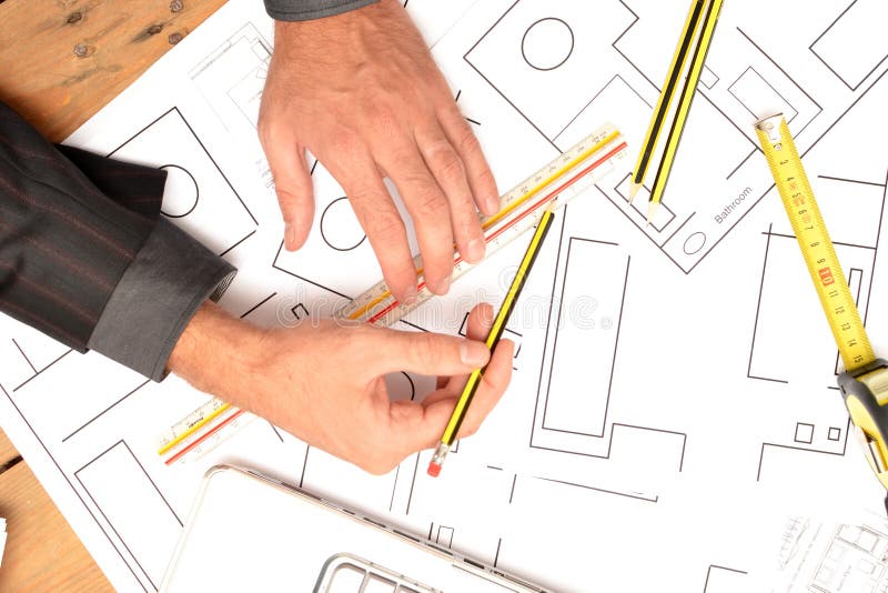 Tools for construction drawings royalty free stock photos