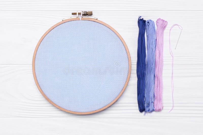 Tools for Cross Stitch. a Hoop for Embroidery and Canvas on White Stock  Image - Image of canvas, sewing: 135888505