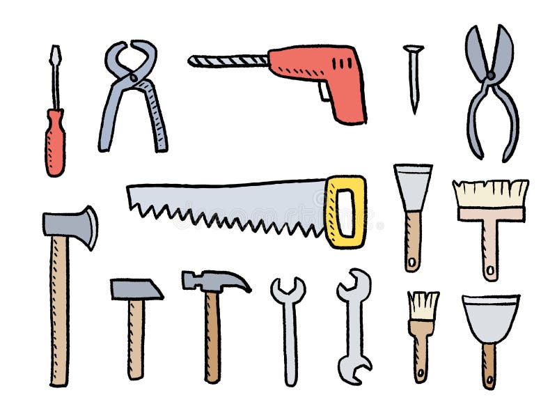 Cartoon tools set stock vector. Illustration of nail - 107069588
