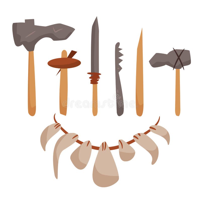 Tools and Hunting of the Ancient Man Stock Vector Illustration