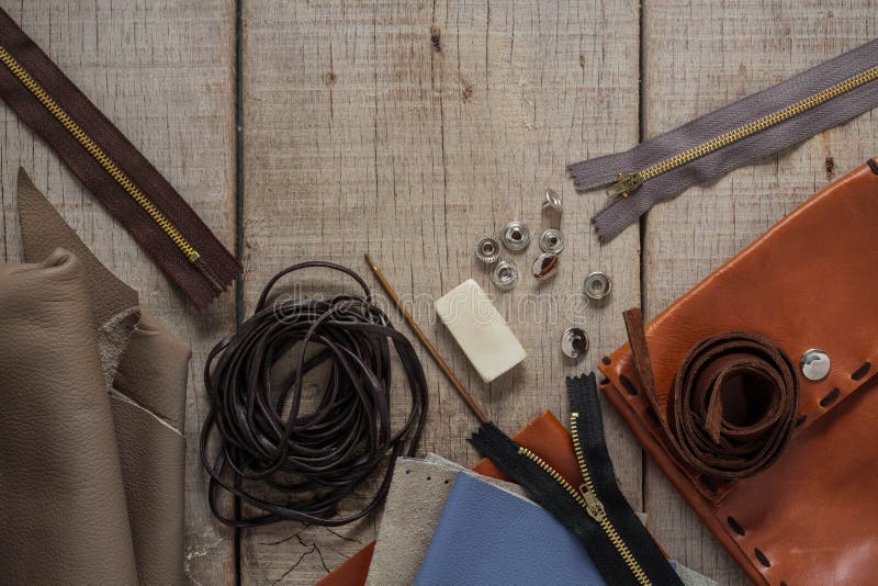 Tools Of Leather On Floors Stock Image Image Of Accessory Blue