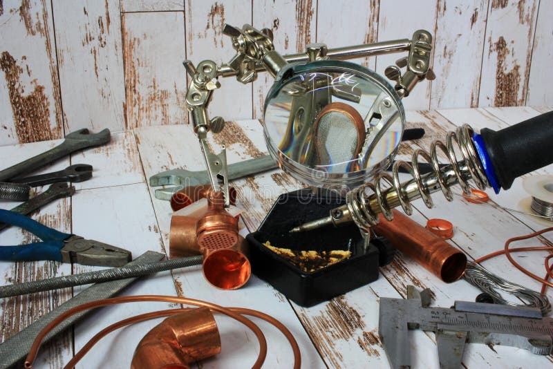 Tools and Materials for Copper Soldering Stock Photo Image of maker
