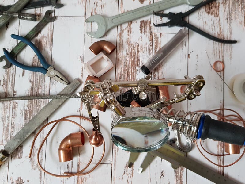 Tools and Materials for Copper Soldering Stock Photo Image of film