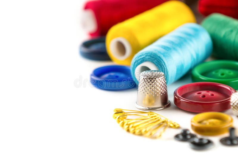 Tools for Sewing Button, Thimble, Pins Stock Image Image of ribbon, handmade 39040713