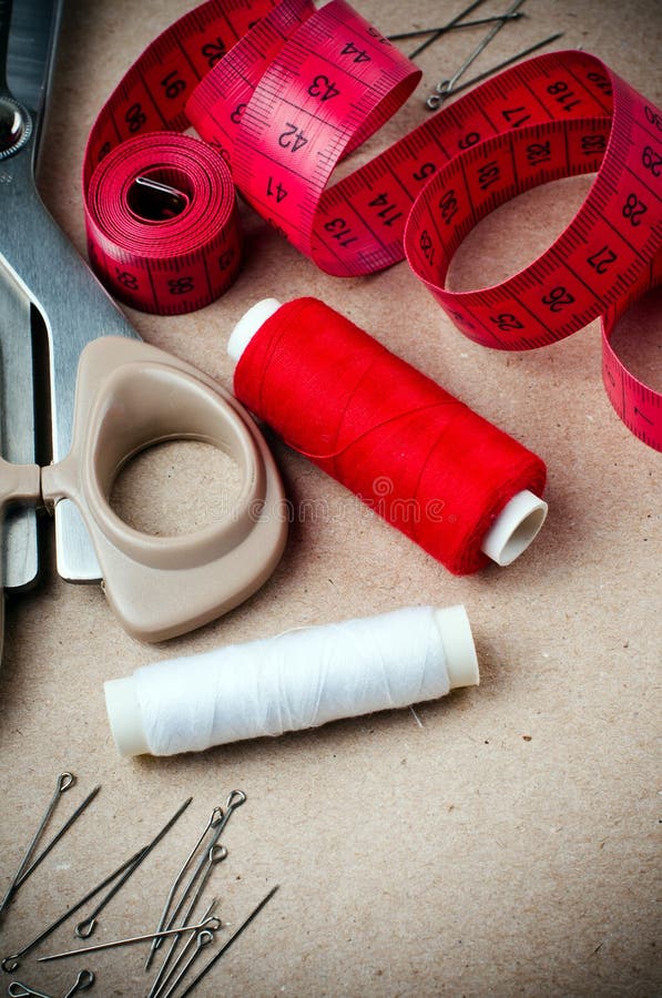 Tools for Sewing and Handmade Stock Photo Image of brown, needle