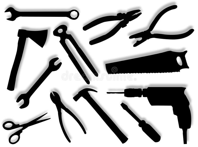 Tools silhouettes stock illustration. Illustration of equipment 8635904