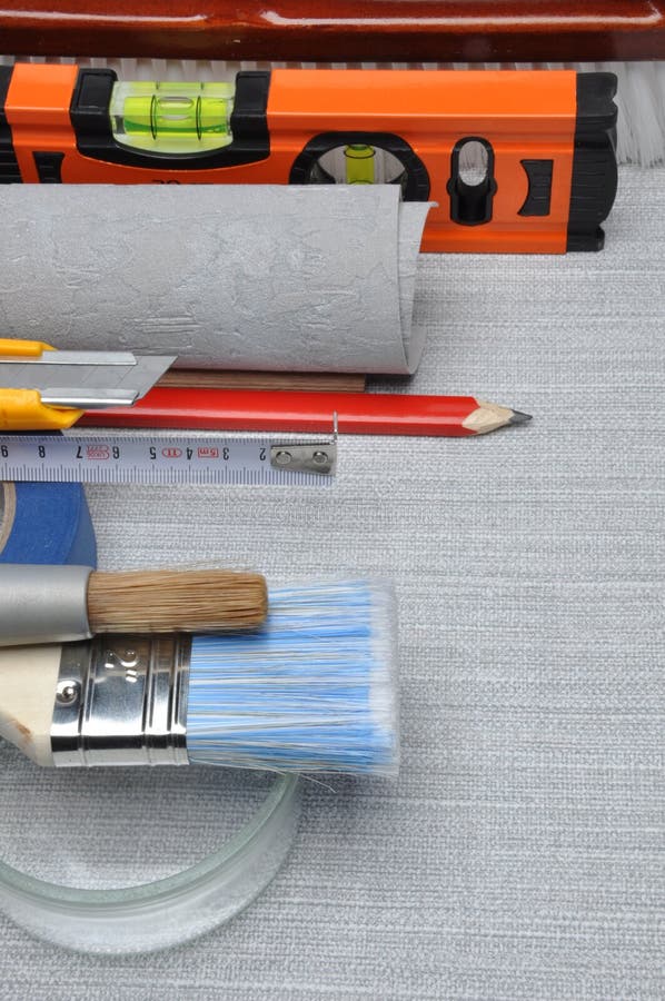 Tools Used for Wallpapering, Renovation Stock Image Image of improvement, decorating 62790235