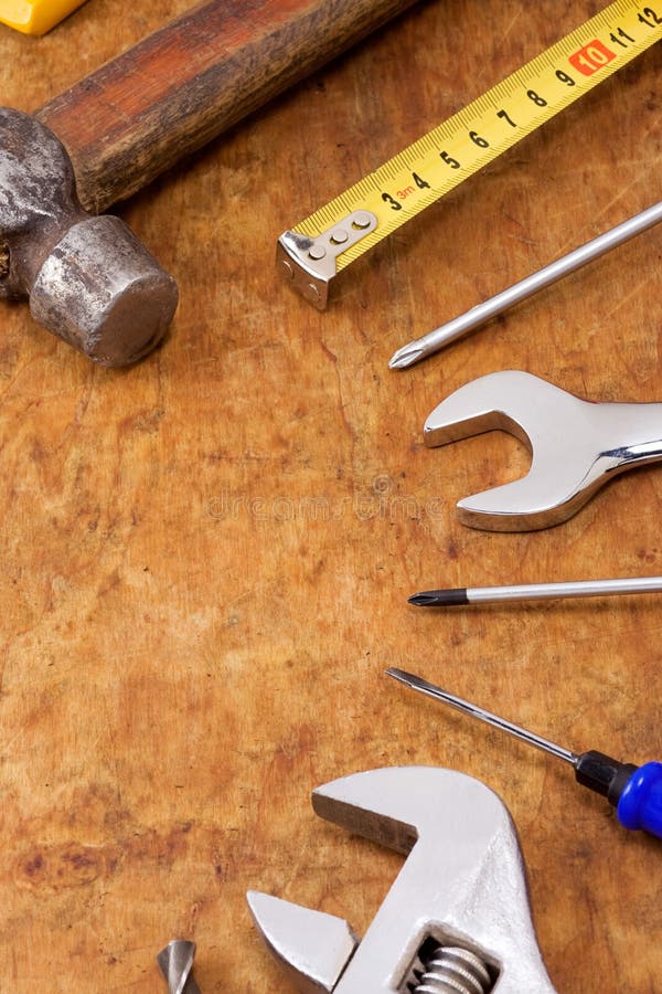 Tools on wood texture