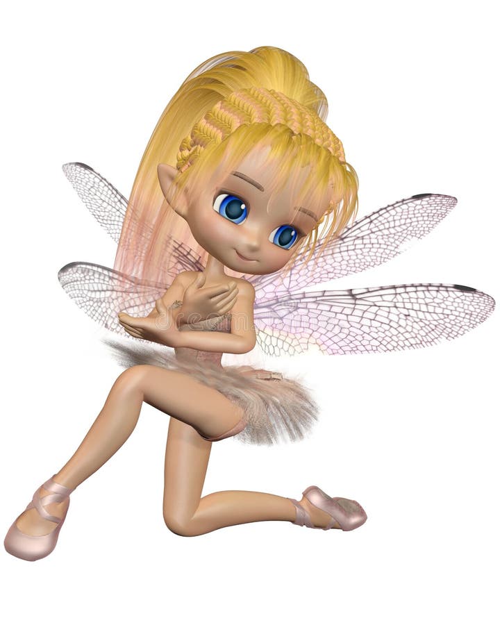 Cute toon ballerina fairy with dragonfly wings wearing a pink tutu, 3d digitally rendered illustration. Cute toon ballerina fairy with dragonfly wings wearing a pink tutu, 3d digitally rendered illustration