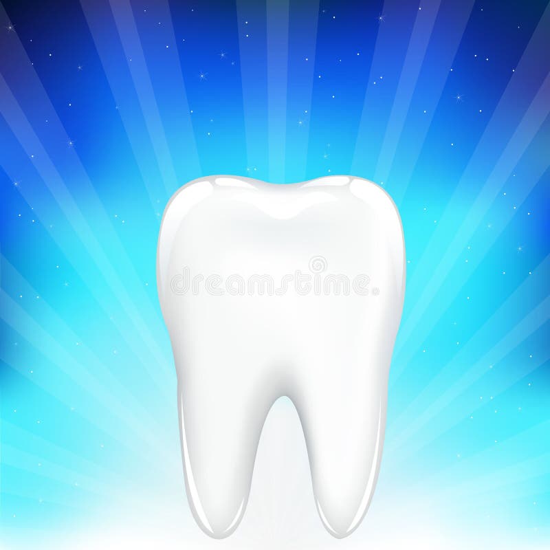 Tooth On Blue Background. Vector