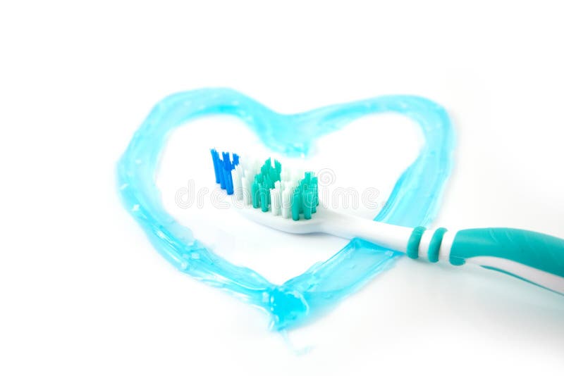Diente cepillar corazón en diente pegar, entonces decir tú limpieza tuyo dientes.