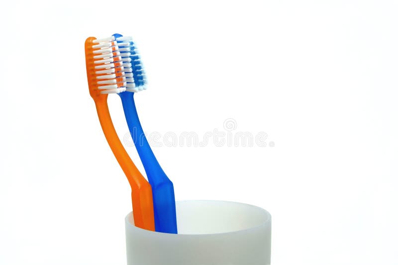 Tooth brushes on cup