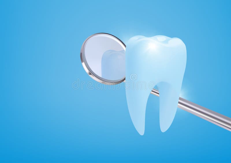 Tooth and Dentist Mirror . Vector Illustration Stock Illustration