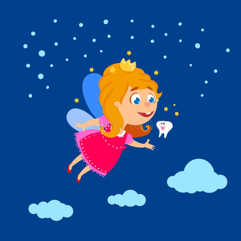 Tooth Fairy flying at night sky vector illustration Tooth Fairy flying at night sky vector illustration