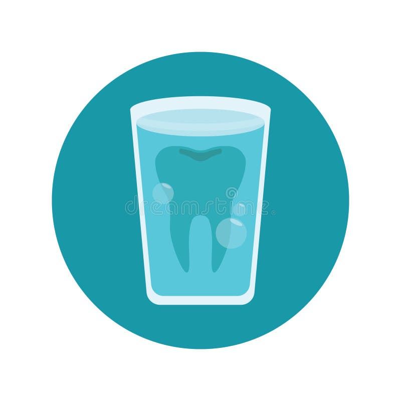 Tooth in Glass of Water. Vector Illustration Decorative Design Stock
