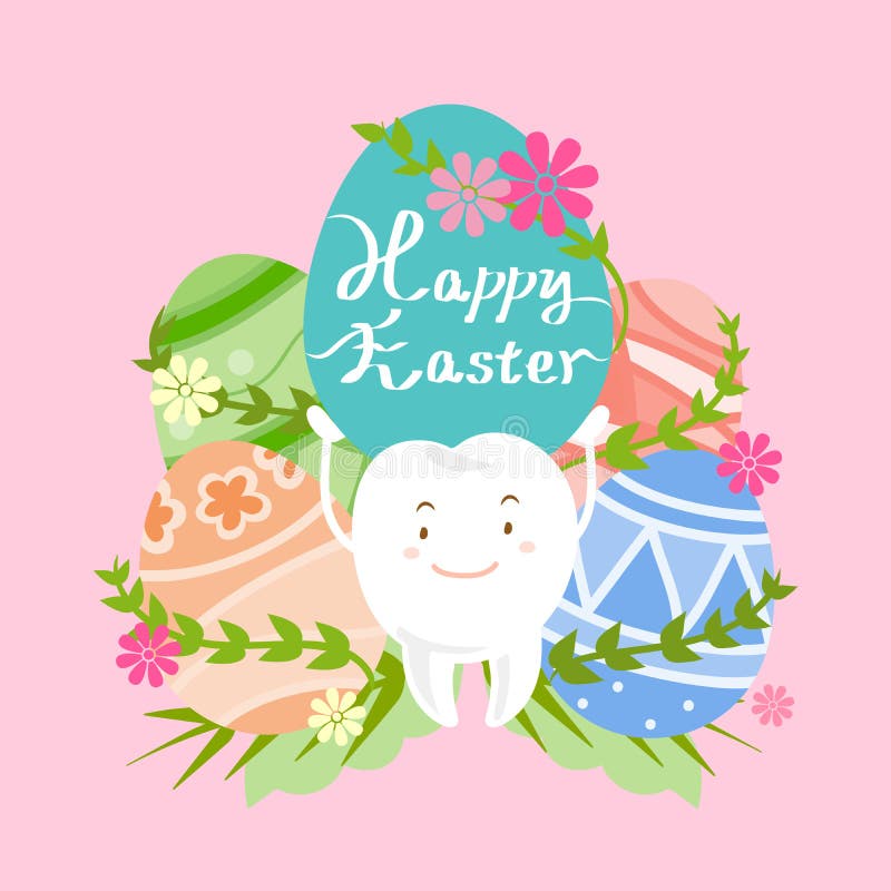 Tooth with happy easter stock vector. Illustration of holiday 87632903