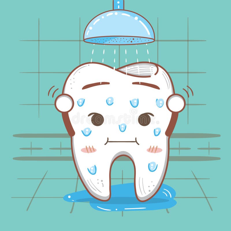 Tooth taking shower stock vector. Illustration of fresh 90415586