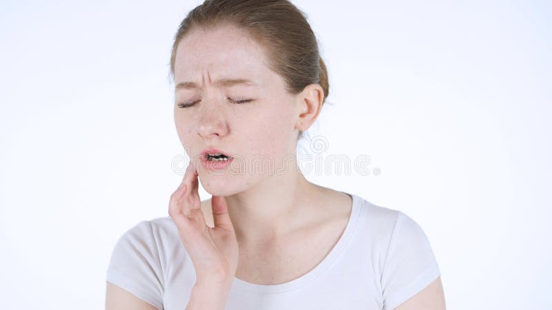 Toothache, Redhead Woman with Pain in Teeth