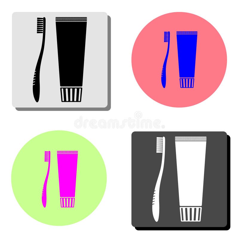Toothbrush and toothpaste. flat vector icon royalty free illustration