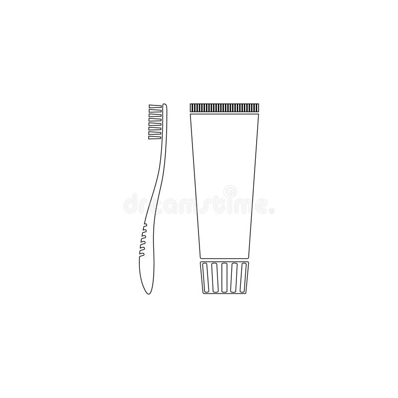 Toothbrush and toothpaste. flat vector icon stock illustration