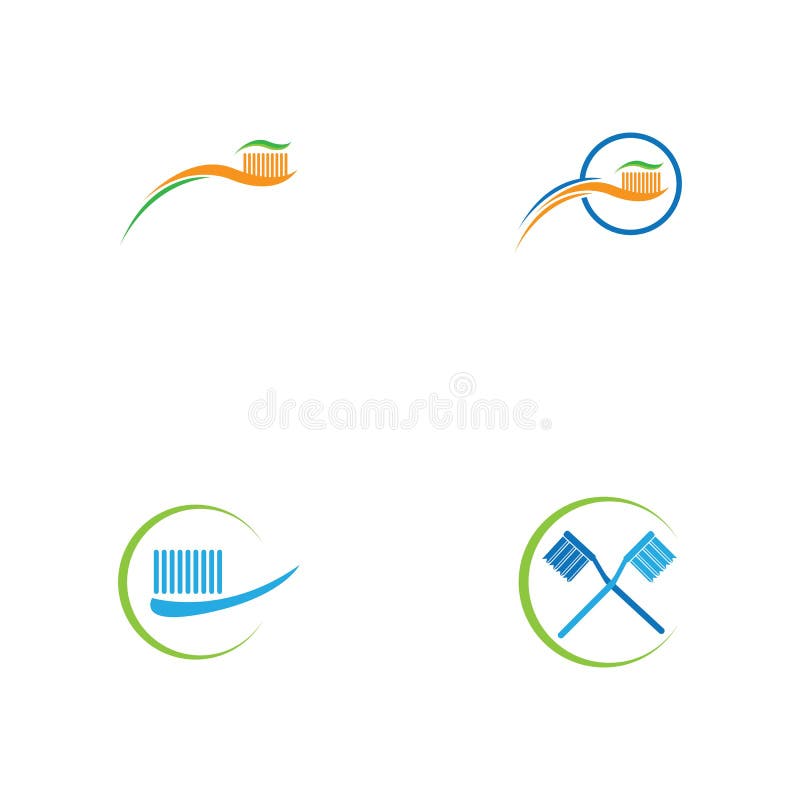Toothbrush with Toothpaste Logo Icon Vector Template Illustration