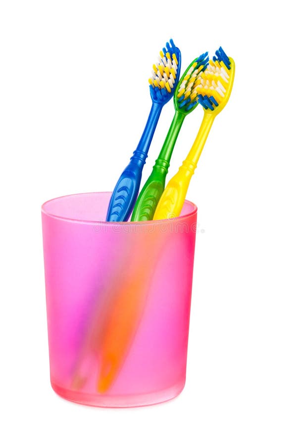 Toothbrushes in cup stock image. Image of clean, cool 2802877