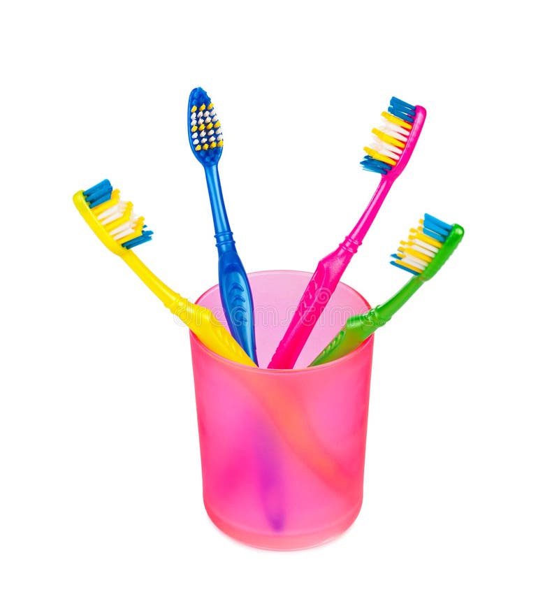 Toothbrushes in cup stock image. Image of clean, cool 2802877