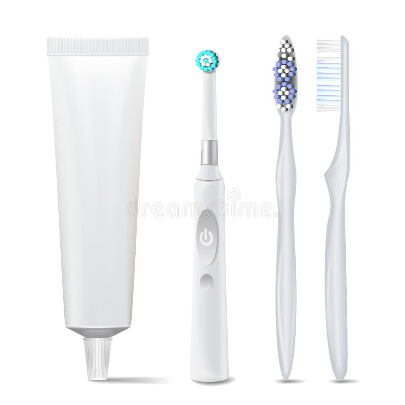 Download Electric Toothbrush Set Vector Realistic Classic Tooth Brush Mock Up For Branding Design Black And White Isolated On Stock Vector Illustration Of Freshness Morning 98933402