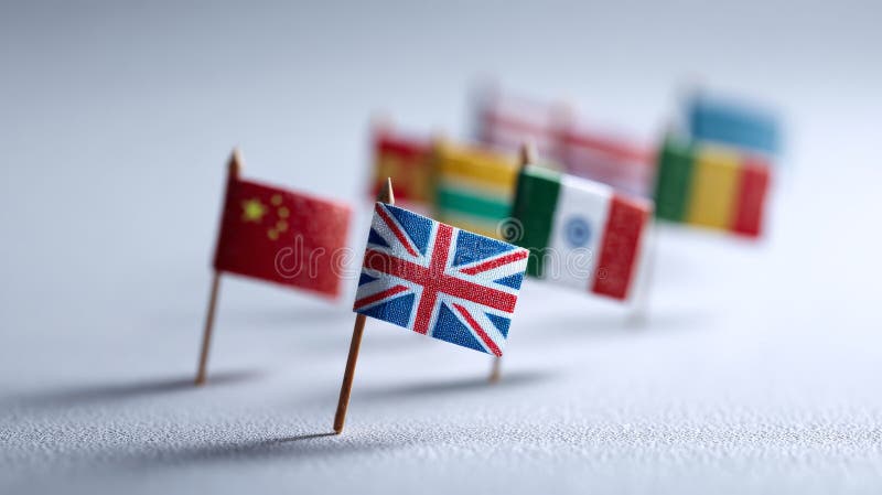 National flags representing international cooperation and diplomacy royalty free stock image