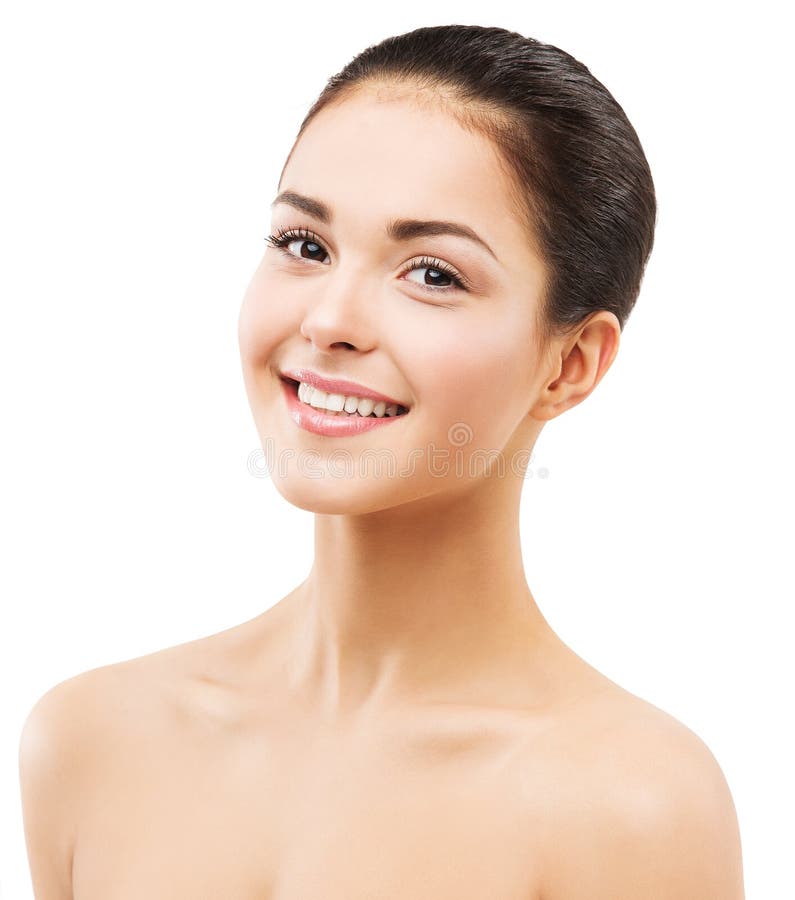 Toothy Smiling Woman Face, Natural Beauty Makeup and Skin Care, Happy Brunette Girl on White. Toothy Smiling Woman Face, Natural Beauty Makeup and Skin Care stock photography Toothy Smiling Woman Face, Natural Beauty Makeup and Skin Care, Happy Brunette Girl on White. Toothy Smiling Woman Face, Natural Beauty Makeup and Skin Care stock photography