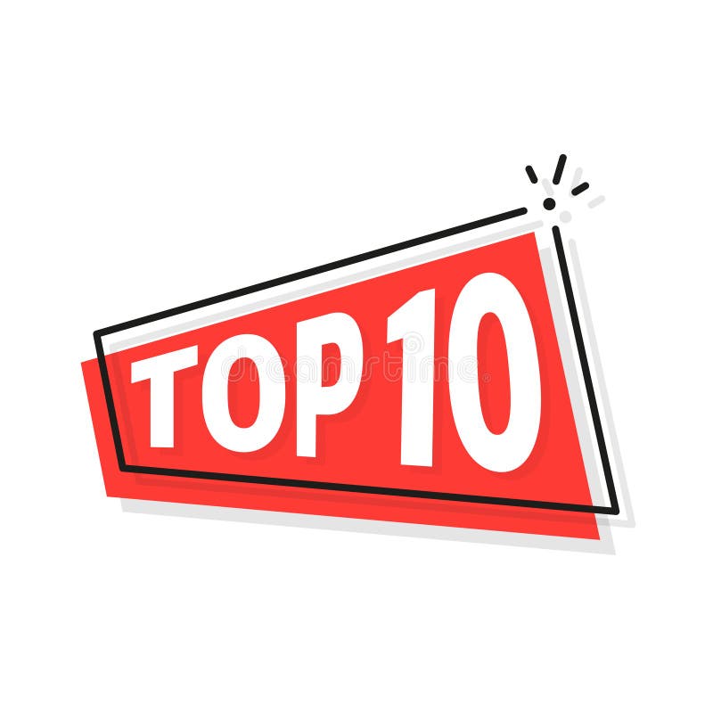 Top 10. Best Ten List. Red Word on Ribbon. Winner Tape Award Text Title