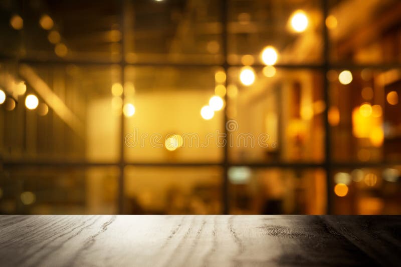 Top of Black Table with Blur Window of Blur Pub or Bar with Party Night  Light Interior Background Stock Image - Image of wood, lamp: 158860925