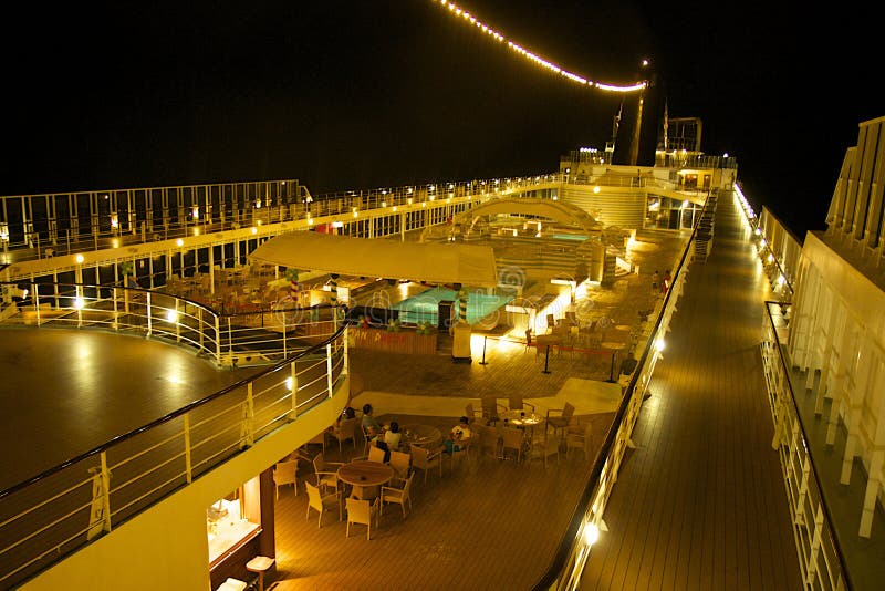 Cruise ship deck at night stock image. Image of evening 24087111