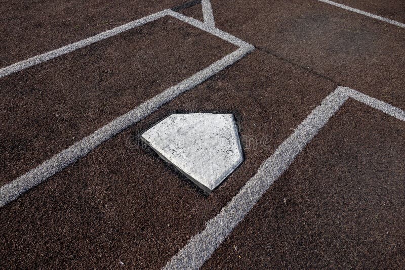 Top Down, Close Up View of Home Base on a Baseball Field Stock Image